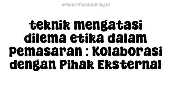 teknik mengatasi dilema etika dalam pemasaran : Kolaborasi dengan Pihak Eksternal