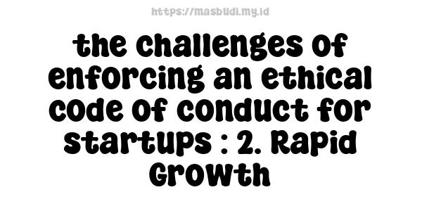 the challenges of enforcing an ethical code of conduct for startups : 2. Rapid Growth