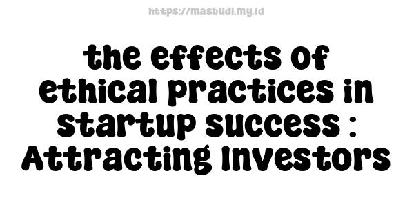 the effects of ethical practices in startup success : Attracting Investors