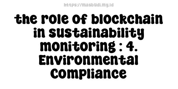 the role of blockchain in sustainability monitoring : 4. Environmental Compliance