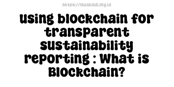 using blockchain for transparent sustainability reporting : What is Blockchain?