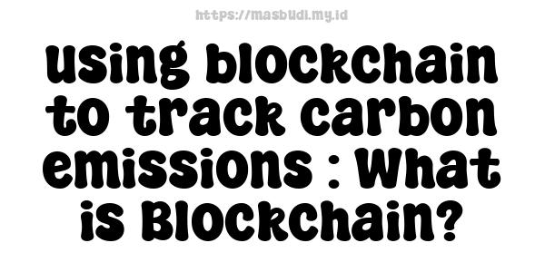 using blockchain to track carbon emissions : What is Blockchain?